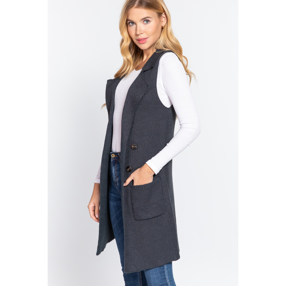 Sleeveless Long Sweater Vest - Picture 3 of 8